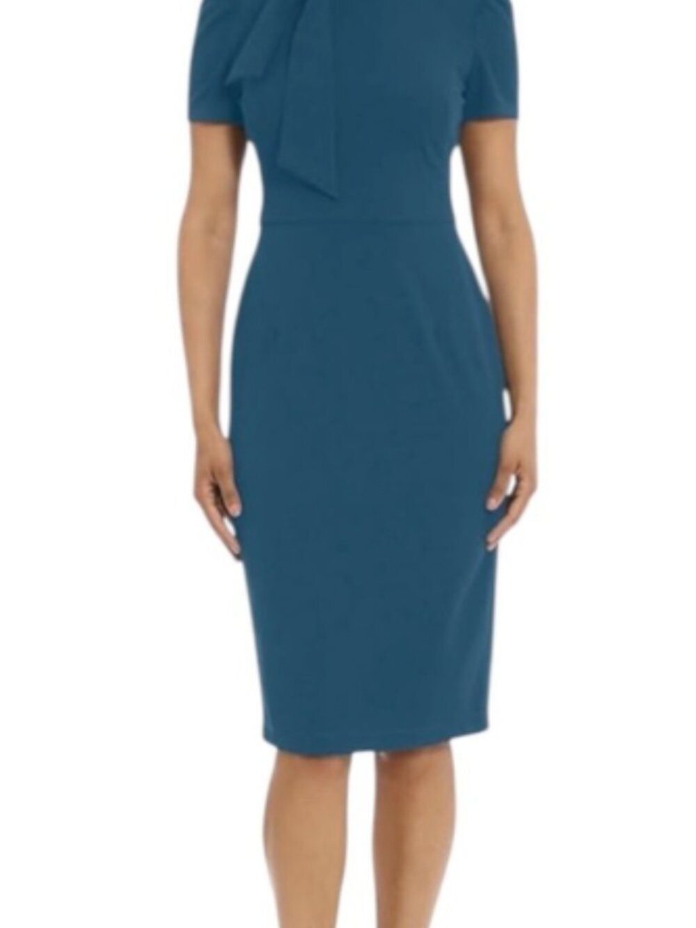 NWT Maggy London Teal Tie-Neck Dress